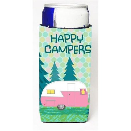 CAROLINES TREASURES Carolines Treasures VHA3004MUK Happy Campers Glamping Trailer Michelob Ultra Can coolers for Slim Cans VHA3004MUK